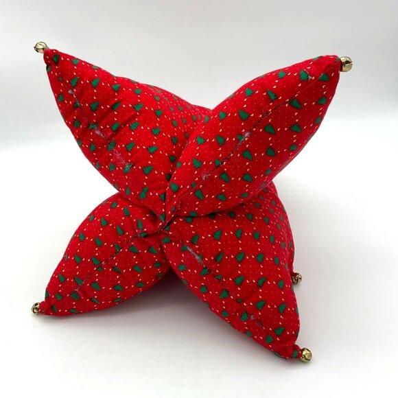 LG 3D Stuffed Holiday Christmas Fabric VTG Tree Centerpiece Jingle Bells Decor - Picture 2 of 4